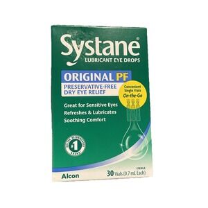 Systane Lubricant Eye Drops Original PF - 30 Vials Sterile 0.7 mL Each sensitive